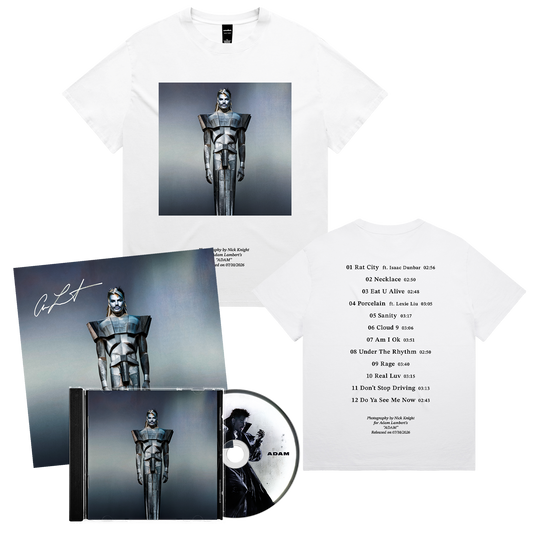 ADAM Statue Photo Tee (White) + SIGNED CD Bundle
