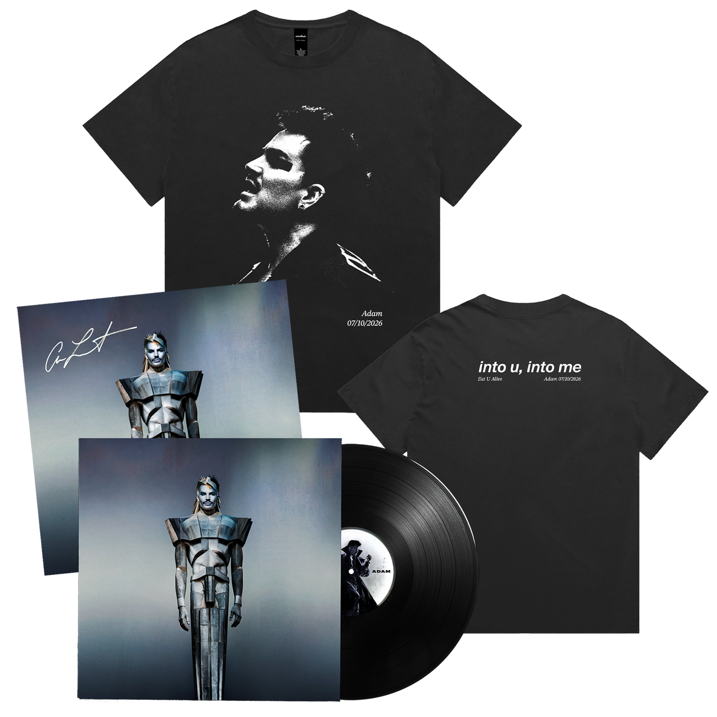 "Into U, Into Me" Portrait Tee (Faded Black) + SIGNED Vinyl Bundle